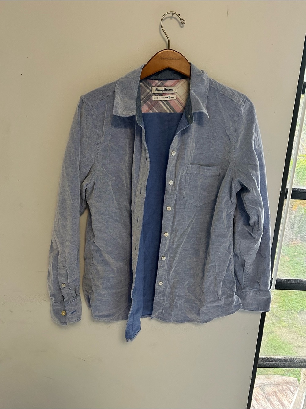 Tommy Bahama Light Blue Cotton-Linen Shirt Jacket